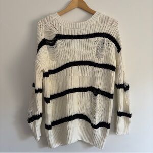Forever21 distressed striped sweater Size: S